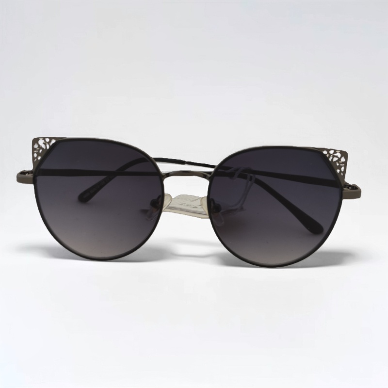 عینک-آفتابی-زنانه-مدل-کت-گوشه-فلزی-ادول-دودی